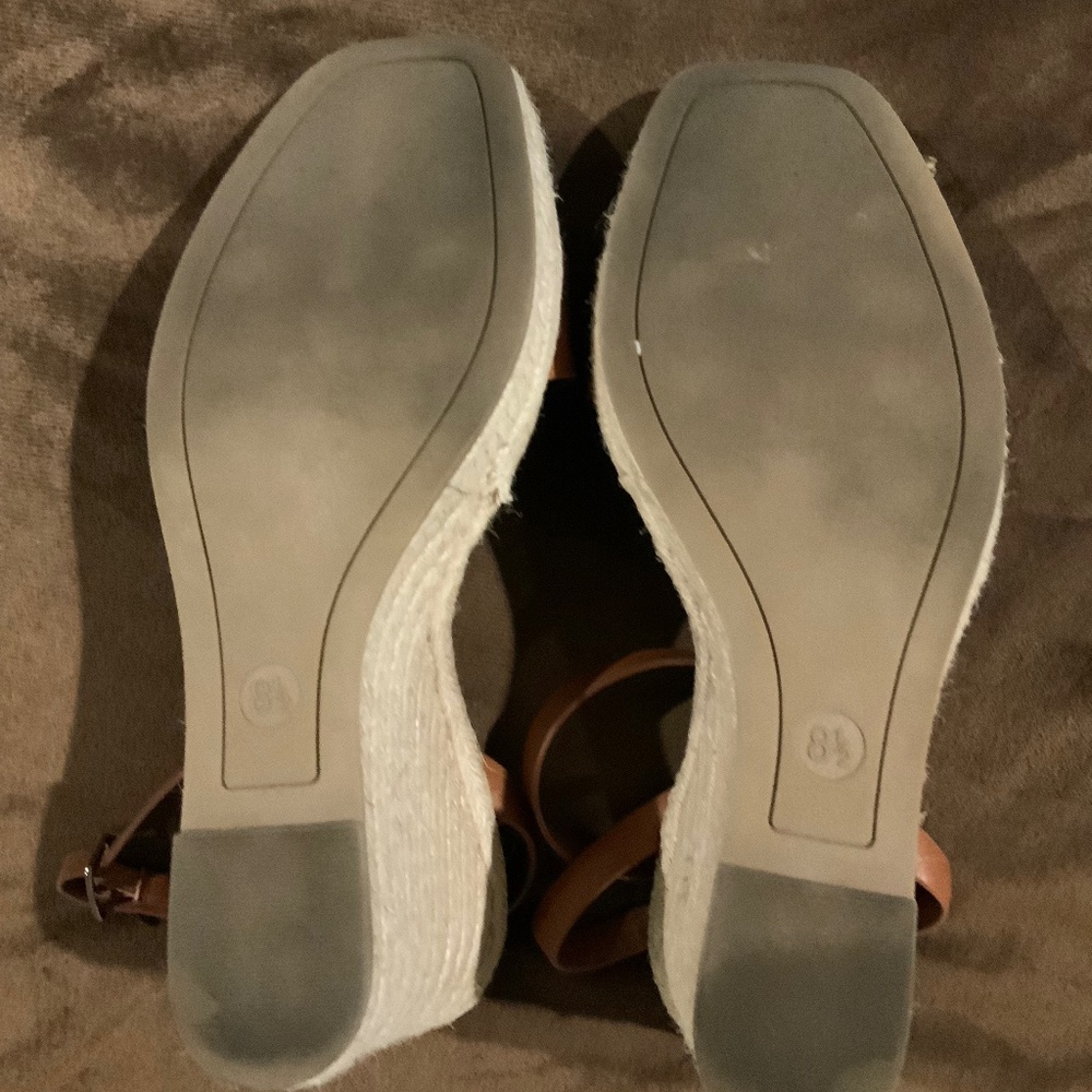 A New Day Brown 8.5 Wedge Platform Sandal Coastal Cottagecore Classic Scandi - Picture 5 of 8